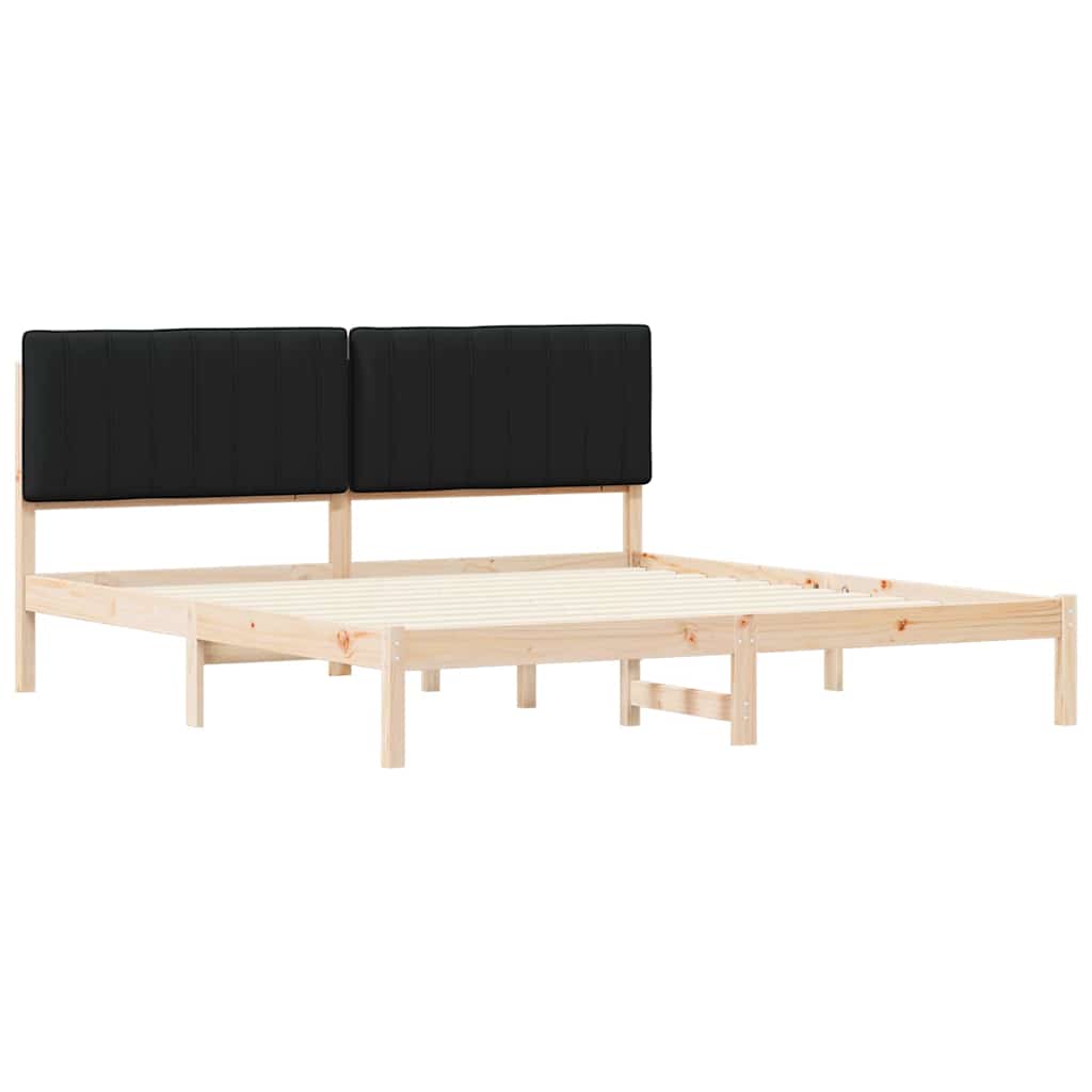 vidaXL Ramka łóżka z tapicerowanym wezgłowiem Czarny 180 x 200 cm