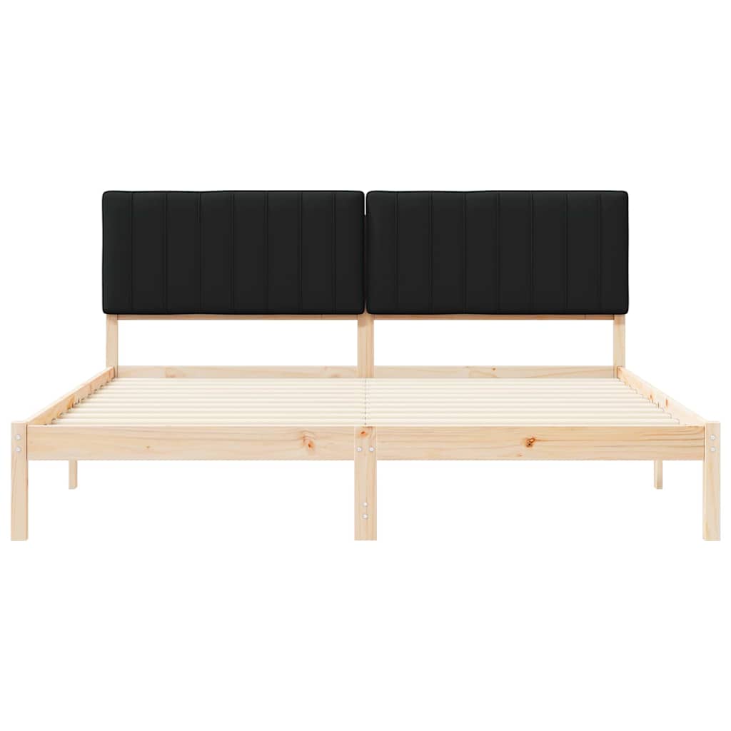 vidaXL Ramka łóżka z tapicerowanym wezgłowiem Czarny 180 x 200 cm