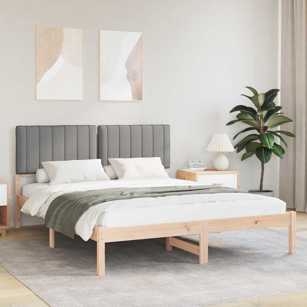 vidaXL Ramka łóżka z tapicerowanym wezgłowiem Jasnoszary 160 x 200 cm