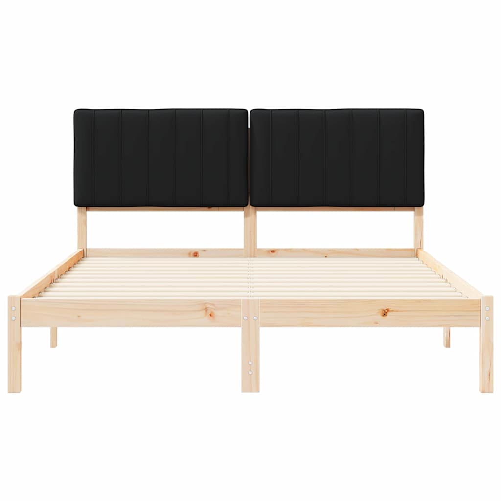 vidaXL Ramka łóżka z tapicerowanym wezgłowiem Czarny 160 x 200 cm