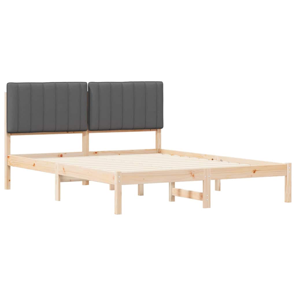 vidaXL Ramka łóżka z tapicerowanym wezgłowiem Ciemnoszary 150 x 200 cm