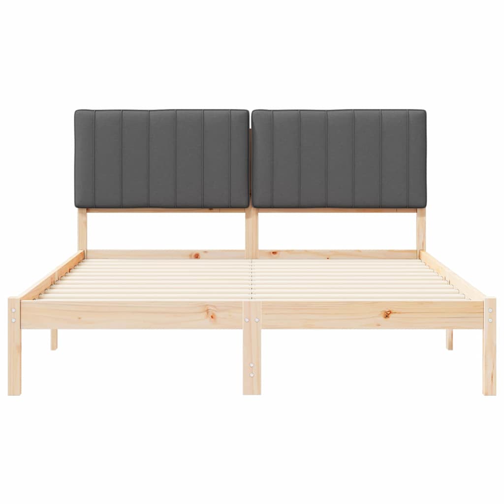 vidaXL Ramka łóżka z tapicerowanym wezgłowiem Ciemnoszary 150 x 200 cm
