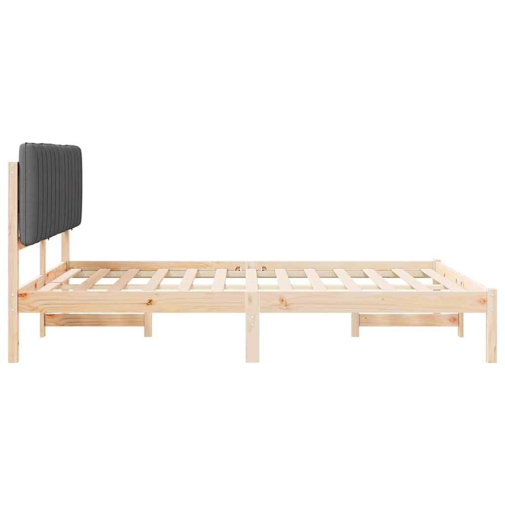 vidaXL Ramka łóżka z tapicerowanym wezgłowiem Ciemnoszary 150 x 200 cm