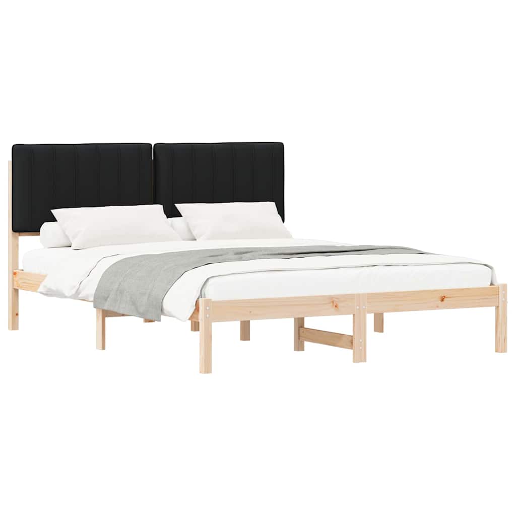 vidaXL Ramka łóżka z tapicerowanym wezgłowiem Czarny 150 x 200 cm