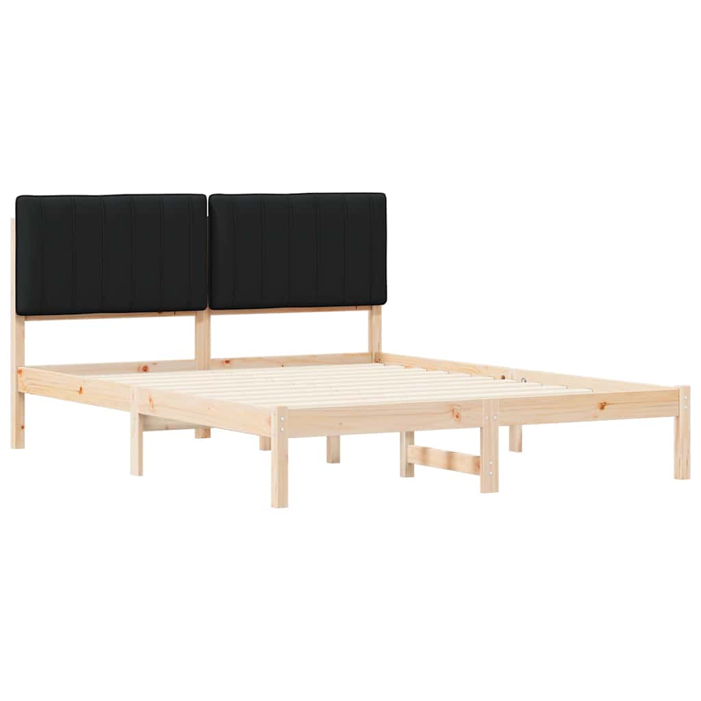 vidaXL Ramka łóżka z tapicerowanym wezgłowiem Czarny 150 x 200 cm