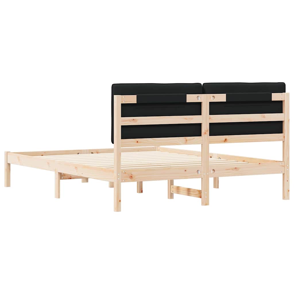 vidaXL Ramka łóżka z tapicerowanym wezgłowiem Czarny 150 x 200 cm