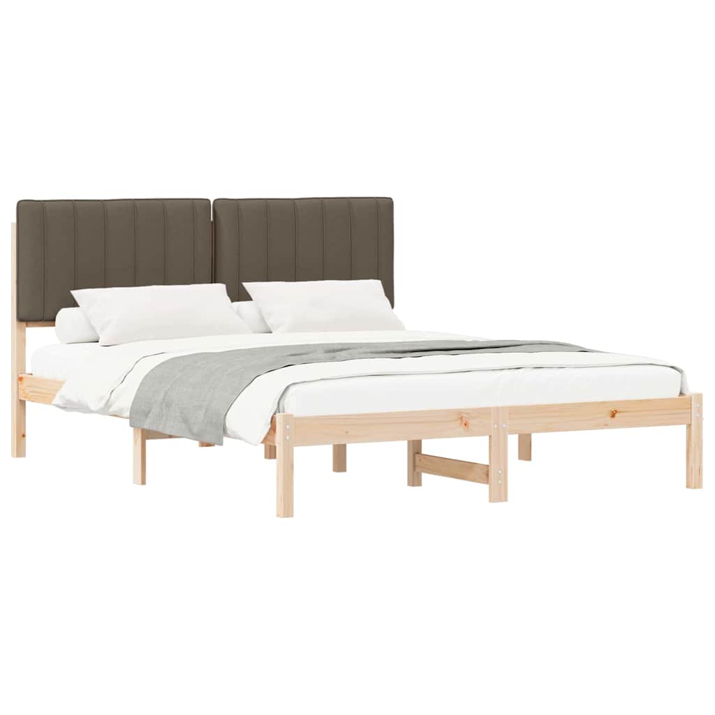 vidaXL Ramka łóżka z tapicerowanym wezgłowiem Ciemnoszary 150 x 200 cm