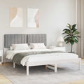 vidaXL Ramka łóżka z tapicerowanym wezgłowiem Jasnoszary 150 x 200 cm