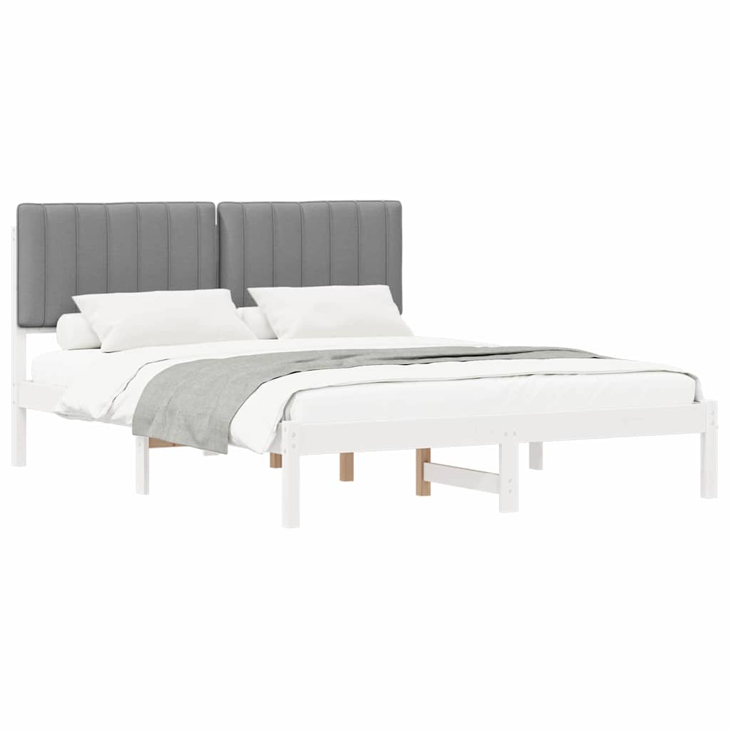 vidaXL Ramka łóżka z tapicerowanym wezgłowiem Jasnoszary 150 x 200 cm