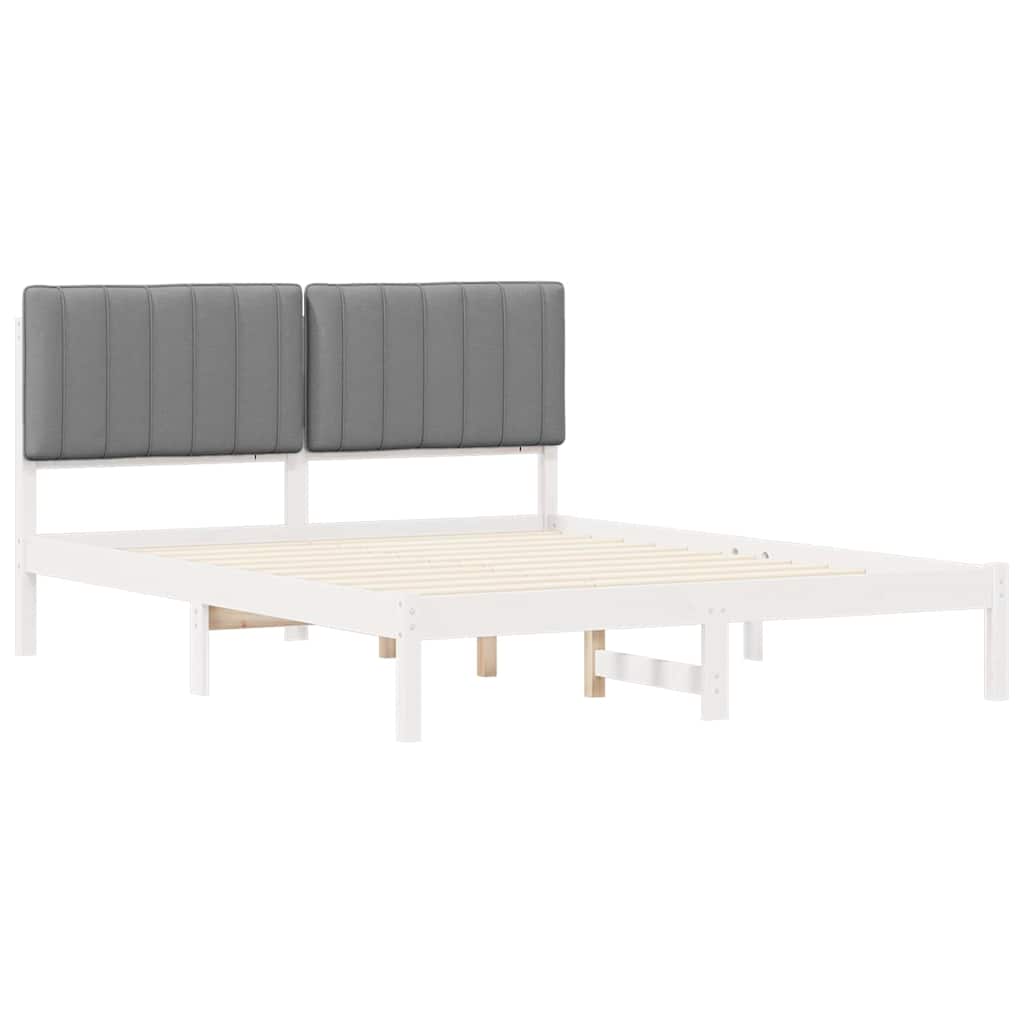 vidaXL Ramka łóżka z tapicerowanym wezgłowiem Jasnoszary 150 x 200 cm