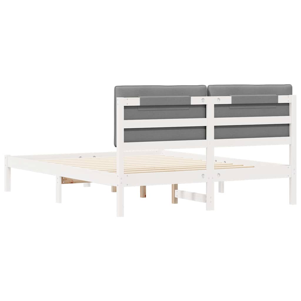 vidaXL Ramka łóżka z tapicerowanym wezgłowiem Jasnoszary 150 x 200 cm