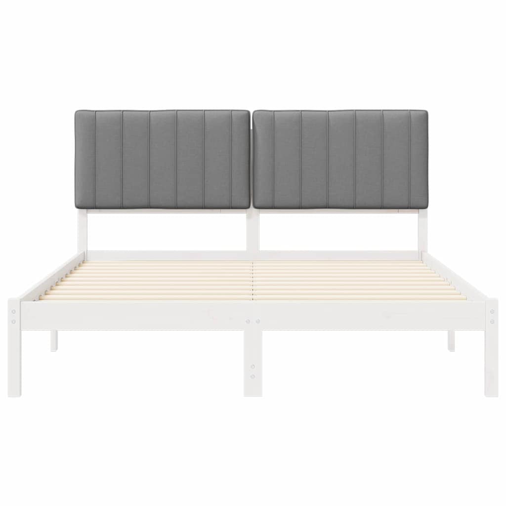 vidaXL Ramka łóżka z tapicerowanym wezgłowiem Jasnoszary 150 x 200 cm