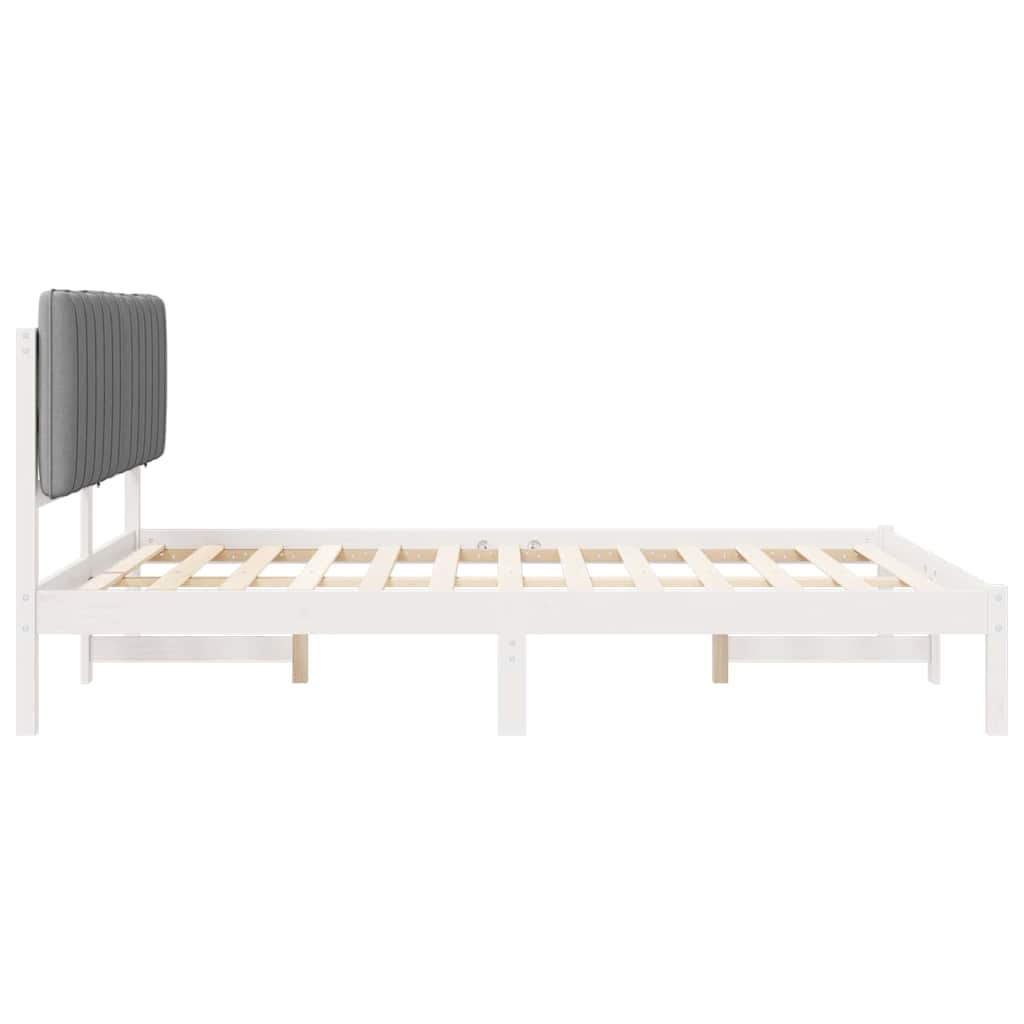 vidaXL Ramka łóżka z tapicerowanym wezgłowiem Jasnoszary 150 x 200 cm