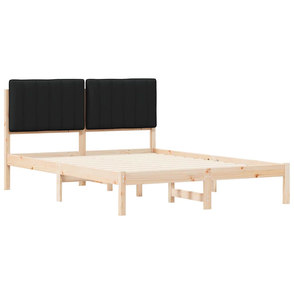 vidaXL Ramka łóżka z tapicerowanym wezgłowiem Czarny 140 x 190 cm