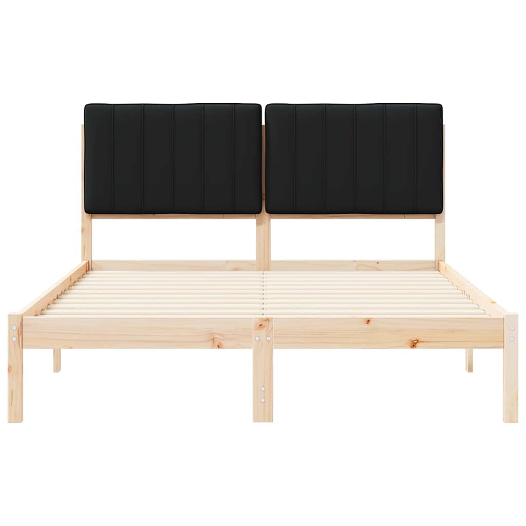 vidaXL Ramka łóżka z tapicerowanym wezgłowiem Czarny 140 x 190 cm