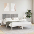 vidaXL Ramka łóżka z tapicerowanym wezgłowiem Jasnoszary 140 x 190 cm