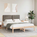vidaXL Ramka łóżka z tapicerowanym wezgłowiem Ciemnoszary 135 x 190 cm