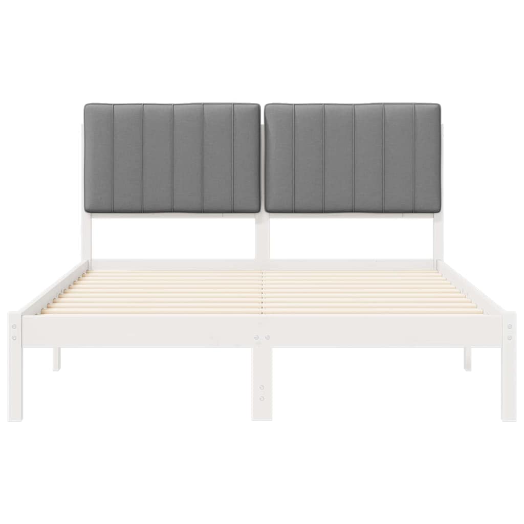 vidaXL Ramka łóżka z tapicerowanym wezgłowiem Jasnoszary 135 x 190 cm