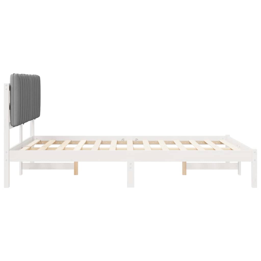vidaXL Ramka łóżka z tapicerowanym wezgłowiem Jasnoszary 135 x 190 cm