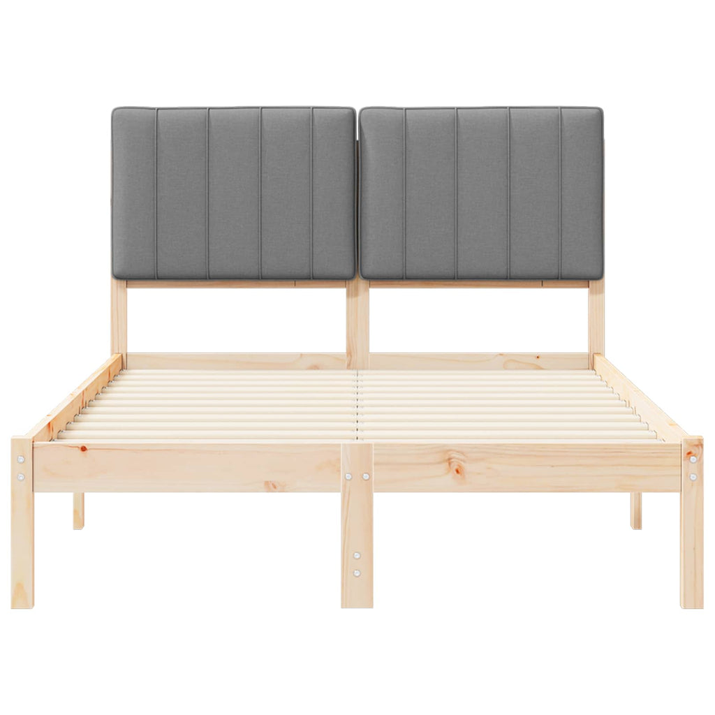vidaXL Ramka łóżka z tapicerowanym wezgłowiem Jasnoszary 120 x 190 cm