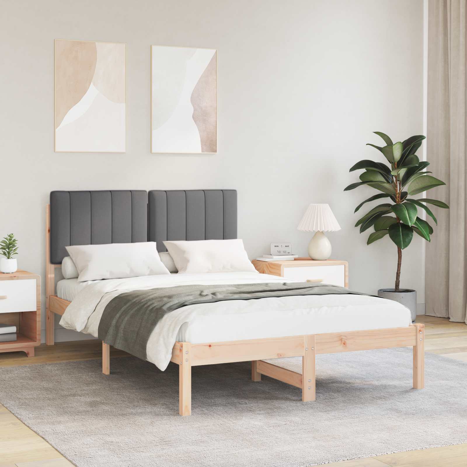 vidaXL Ramka łóżka z tapicerowanym wezgłowiem Ciemnoszary 120 x 190 cm