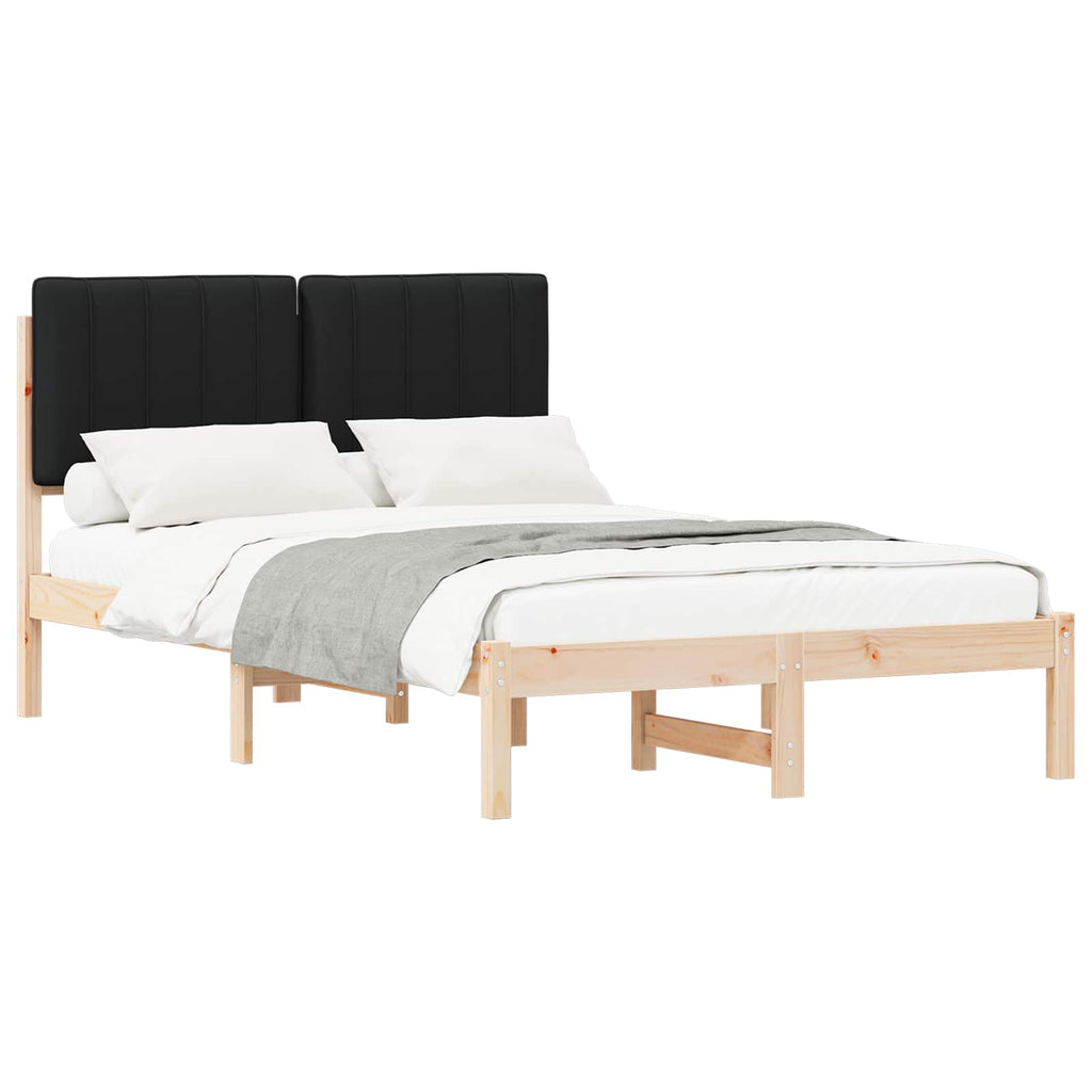 vidaXL Ramka łóżka z tapicerowanym wezgłowiem Czarny 120 x 190 cm