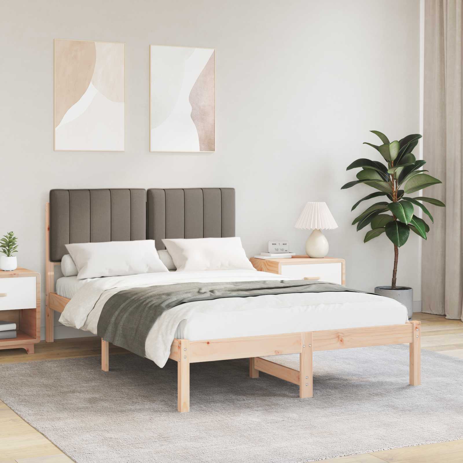 vidaXL Ramka łóżka z tapicerowanym wezgłowiem Ciemnoszary 120 x 190 cm