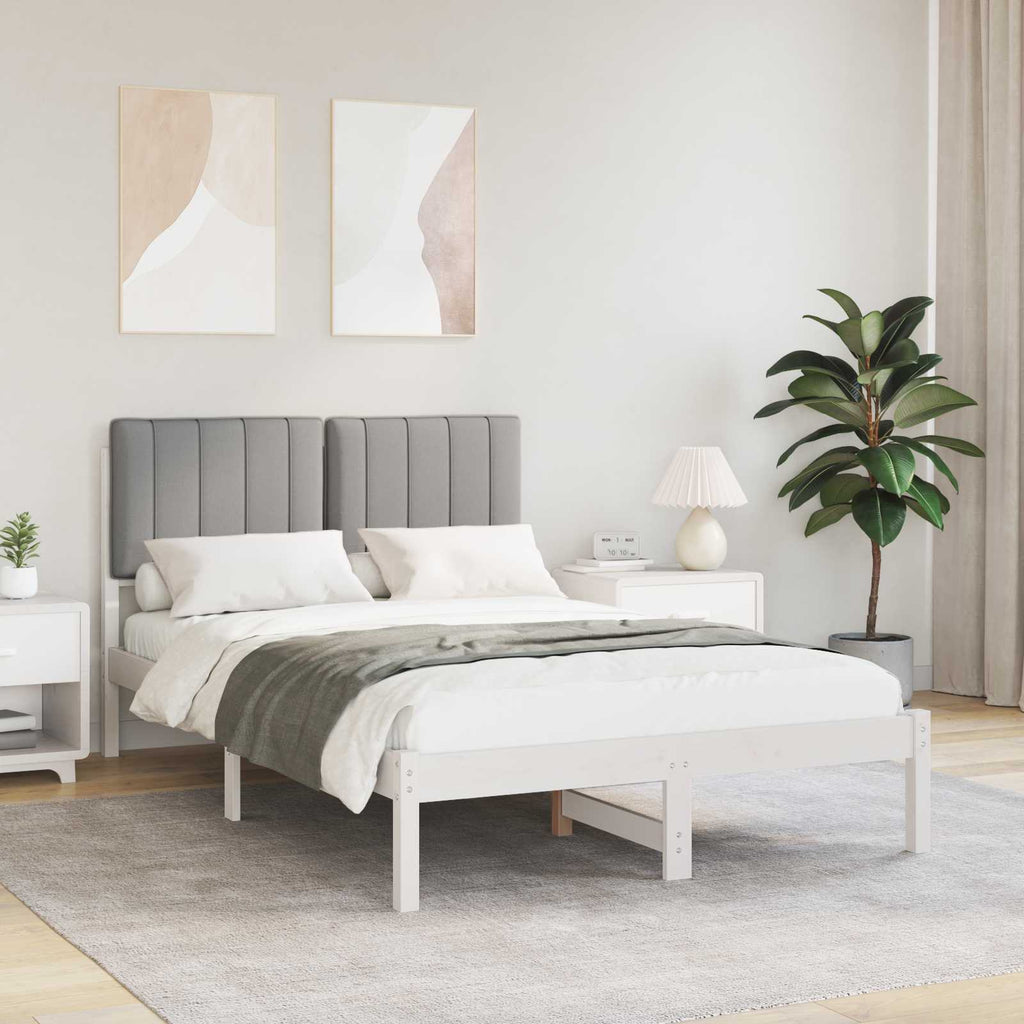 vidaXL Ramka łóżka z tapicerowanym wezgłowiem Jasnoszary 120 x 190 cm