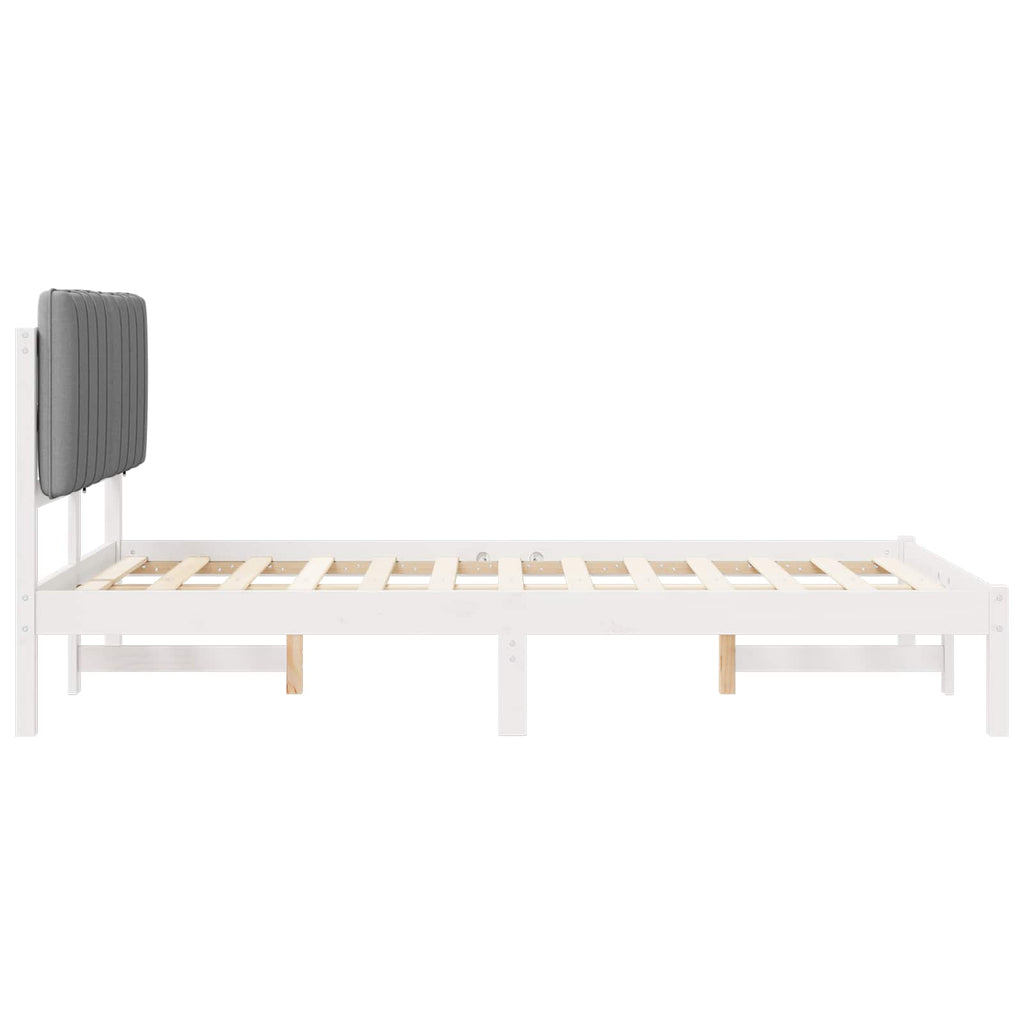 vidaXL Ramka łóżka z tapicerowanym wezgłowiem Jasnoszary 120 x 190 cm