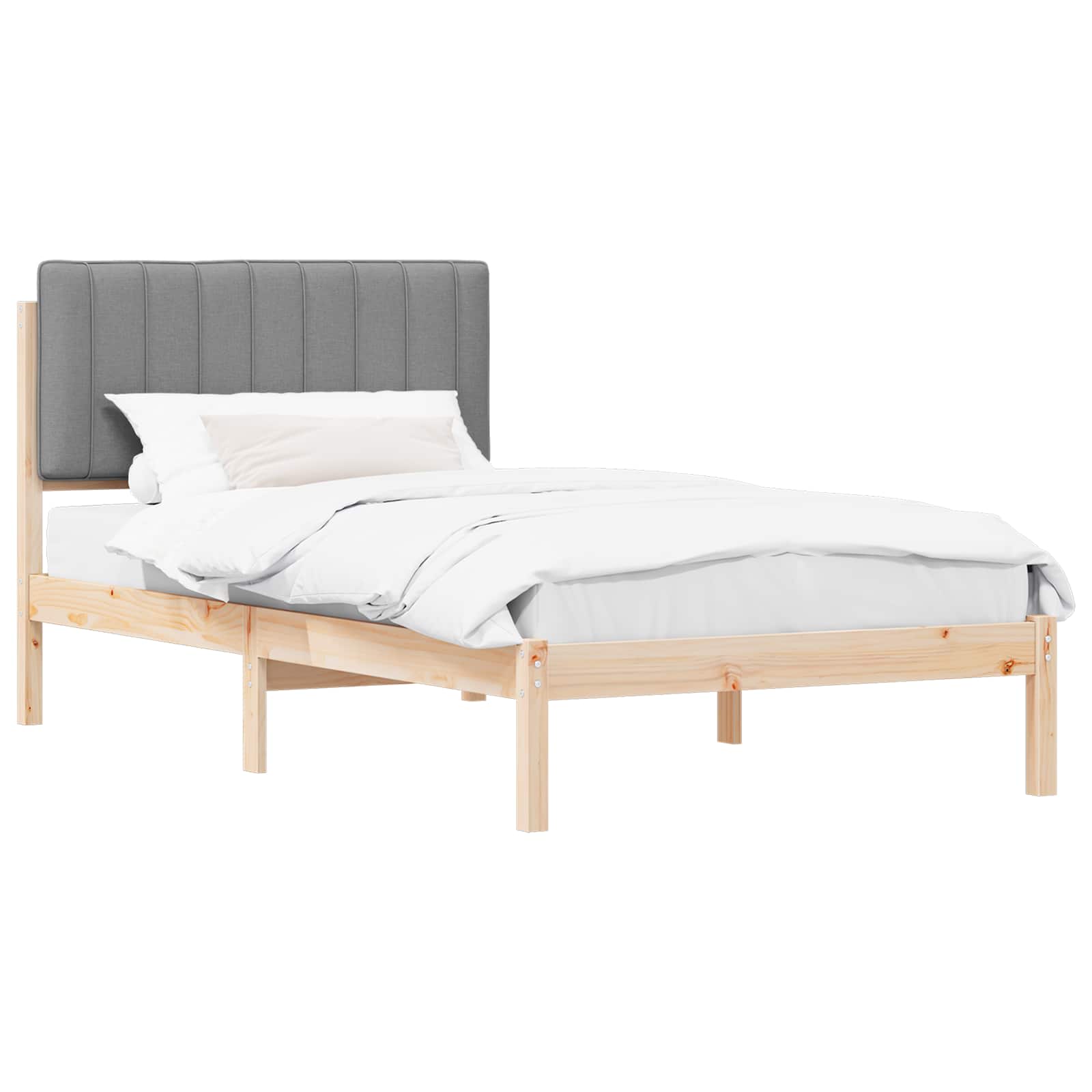 vidaXL Ramka łóżka z tapicerowanym wezgłowiem Jasnoszary 100 x 200 cm