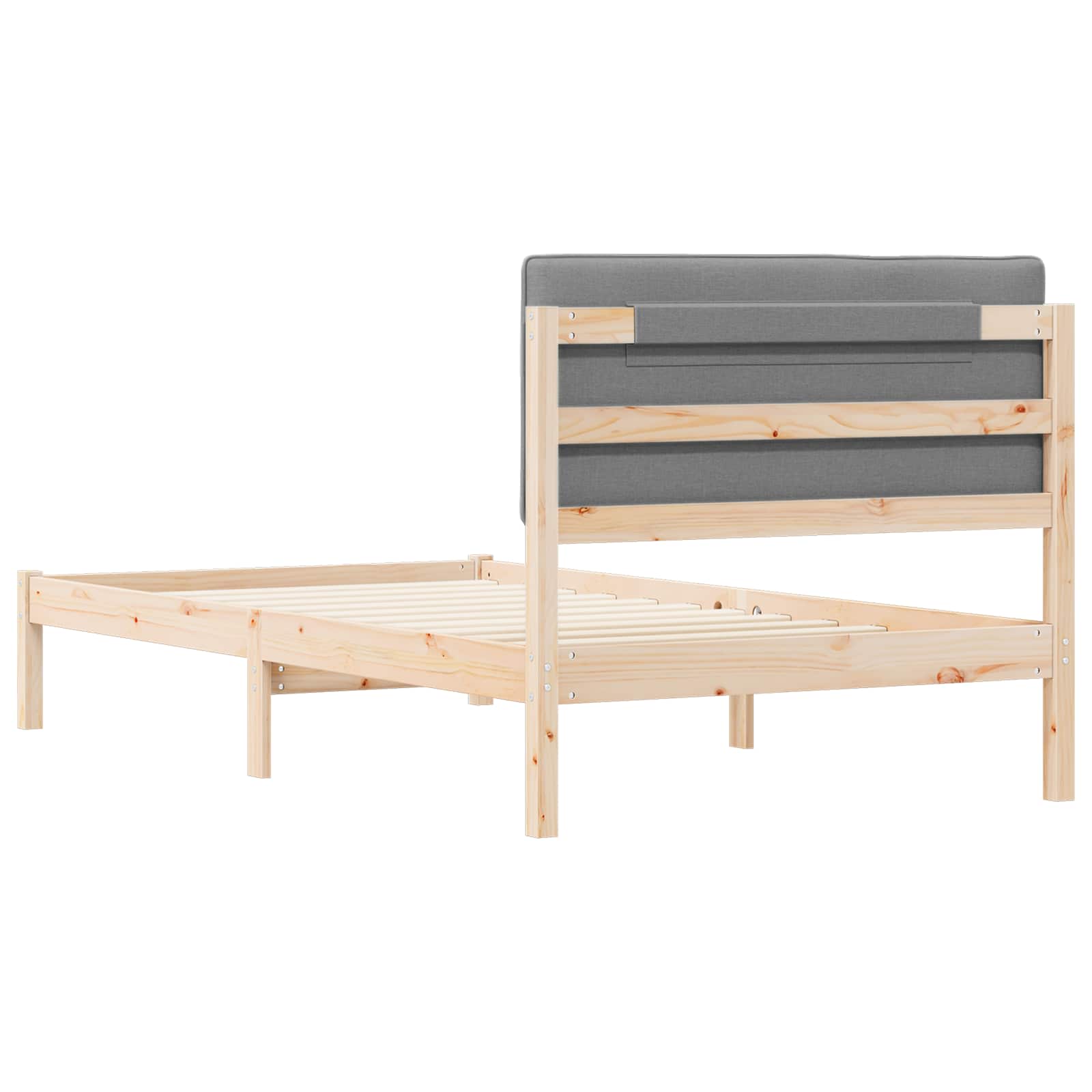 vidaXL Ramka łóżka z tapicerowanym wezgłowiem Jasnoszary 100 x 200 cm