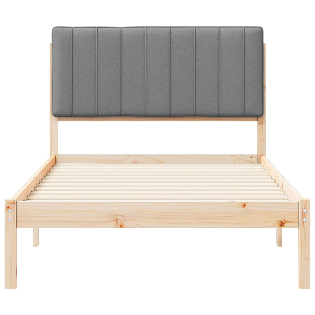 vidaXL Ramka łóżka z tapicerowanym wezgłowiem Jasnoszary 100 x 200 cm
