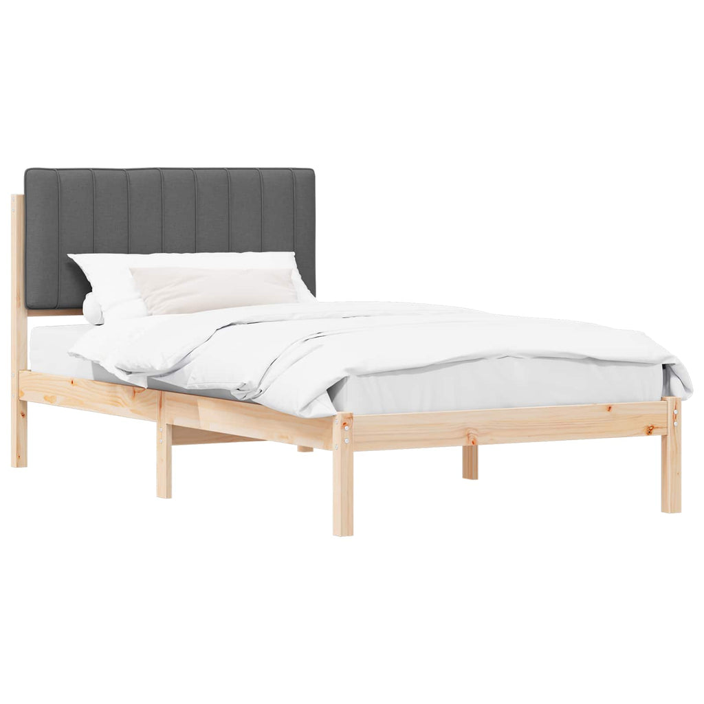 vidaXL Ramka łóżka z tapicerowanym wezgłowiem Ciemnoszary 100 x 200 cm