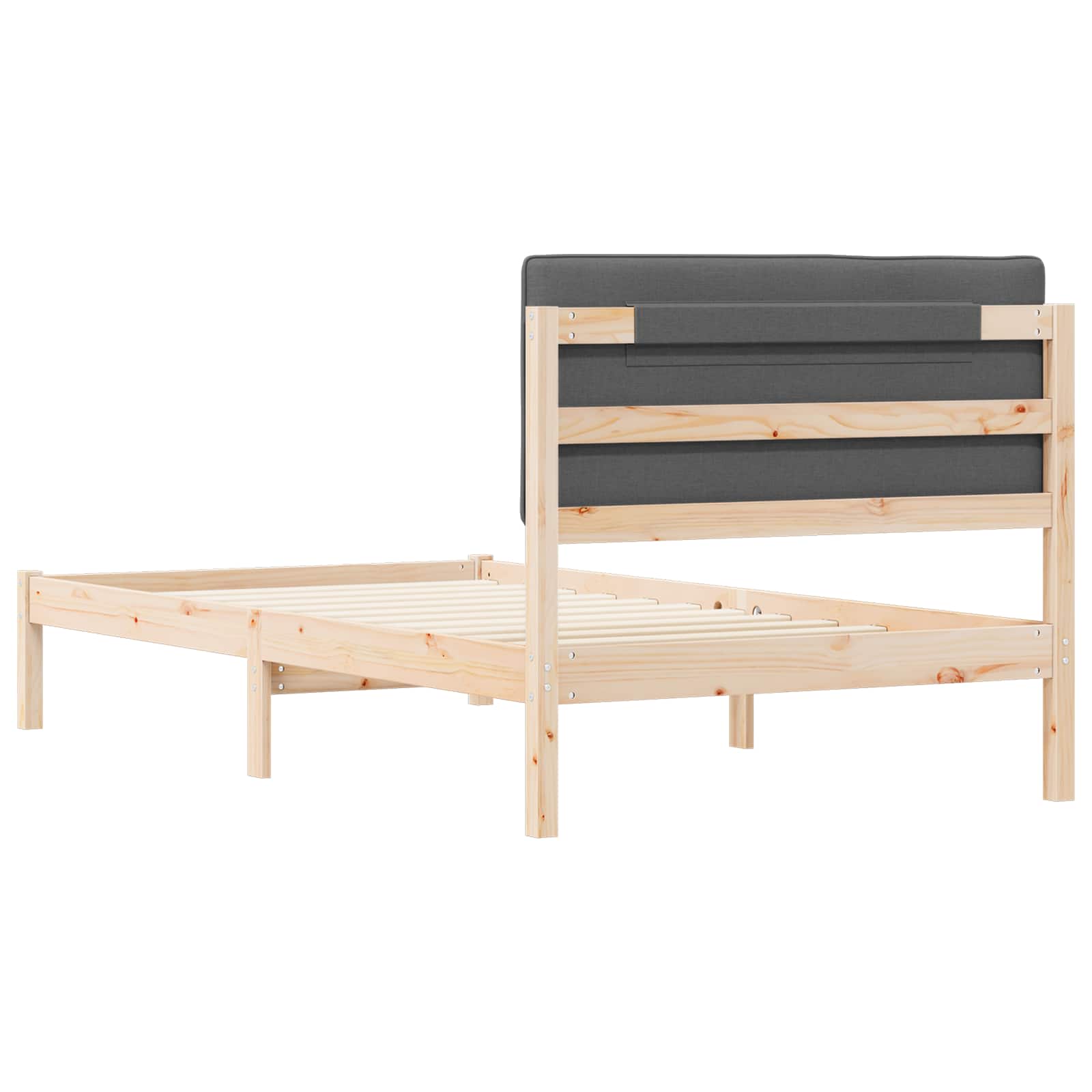vidaXL Ramka łóżka z tapicerowanym wezgłowiem Ciemnoszary 100 x 200 cm