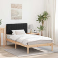 vidaXL Ramka łóżka z tapicerowanym wezgłowiem Czarny 100 x 200 cm