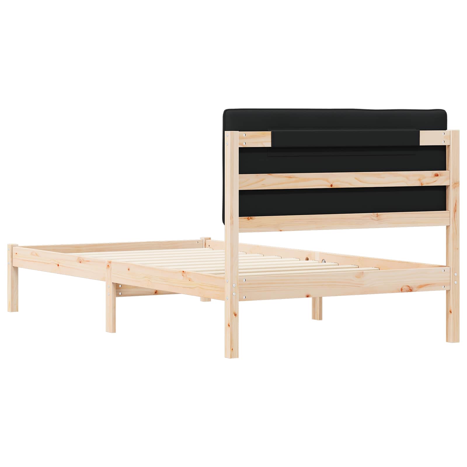 vidaXL Ramka łóżka z tapicerowanym wezgłowiem Czarny 100 x 200 cm