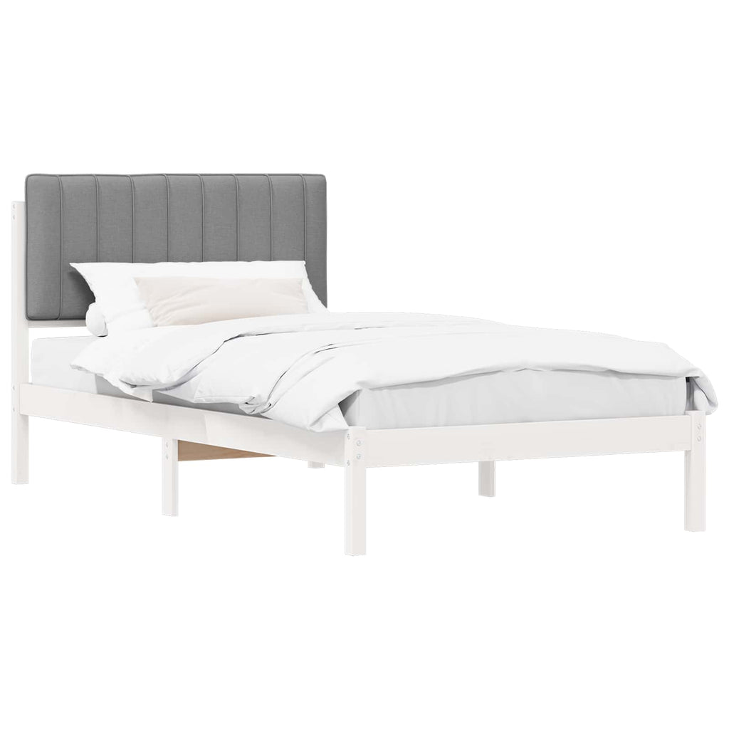 vidaXL Ramka łóżka z tapicerowanym wezgłowiem Jasnoszary 100 x 200 cm