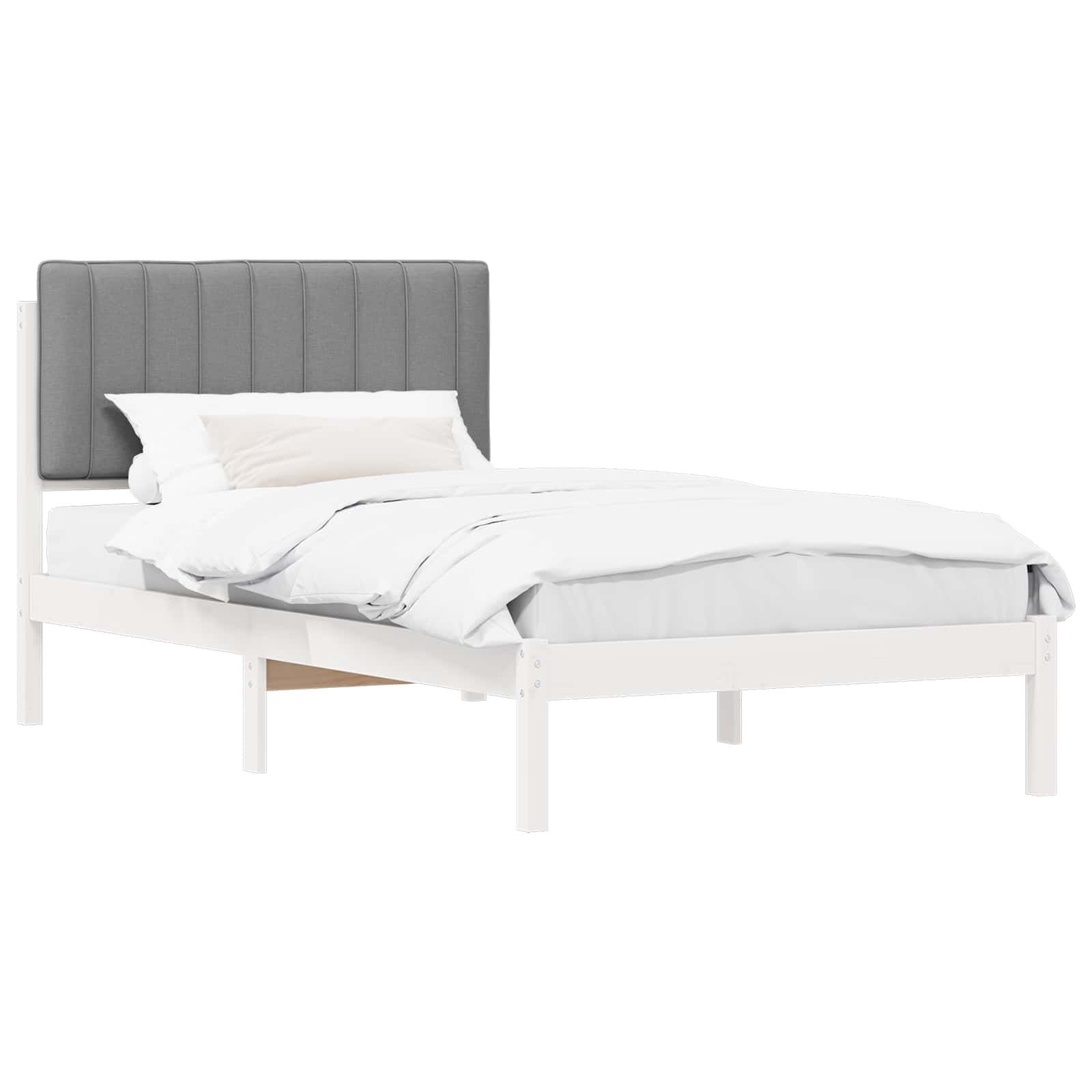 vidaXL Ramka łóżka z tapicerowanym wezgłowiem Jasnoszary 100 x 200 cm