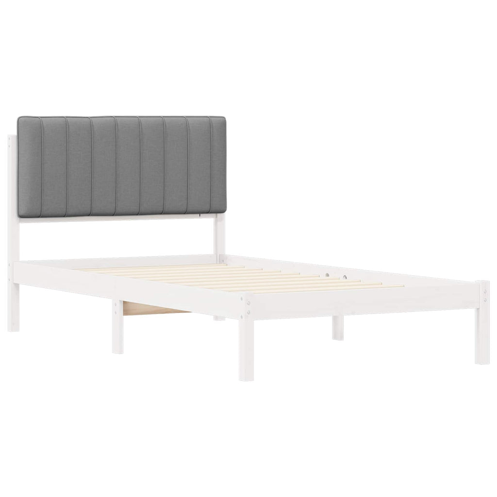 vidaXL Ramka łóżka z tapicerowanym wezgłowiem Jasnoszary 100 x 200 cm