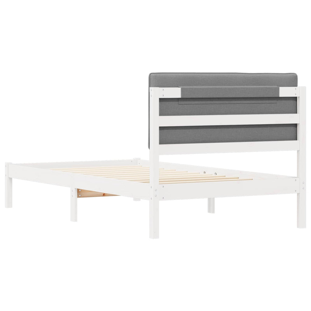 vidaXL Ramka łóżka z tapicerowanym wezgłowiem Jasnoszary 100 x 200 cm