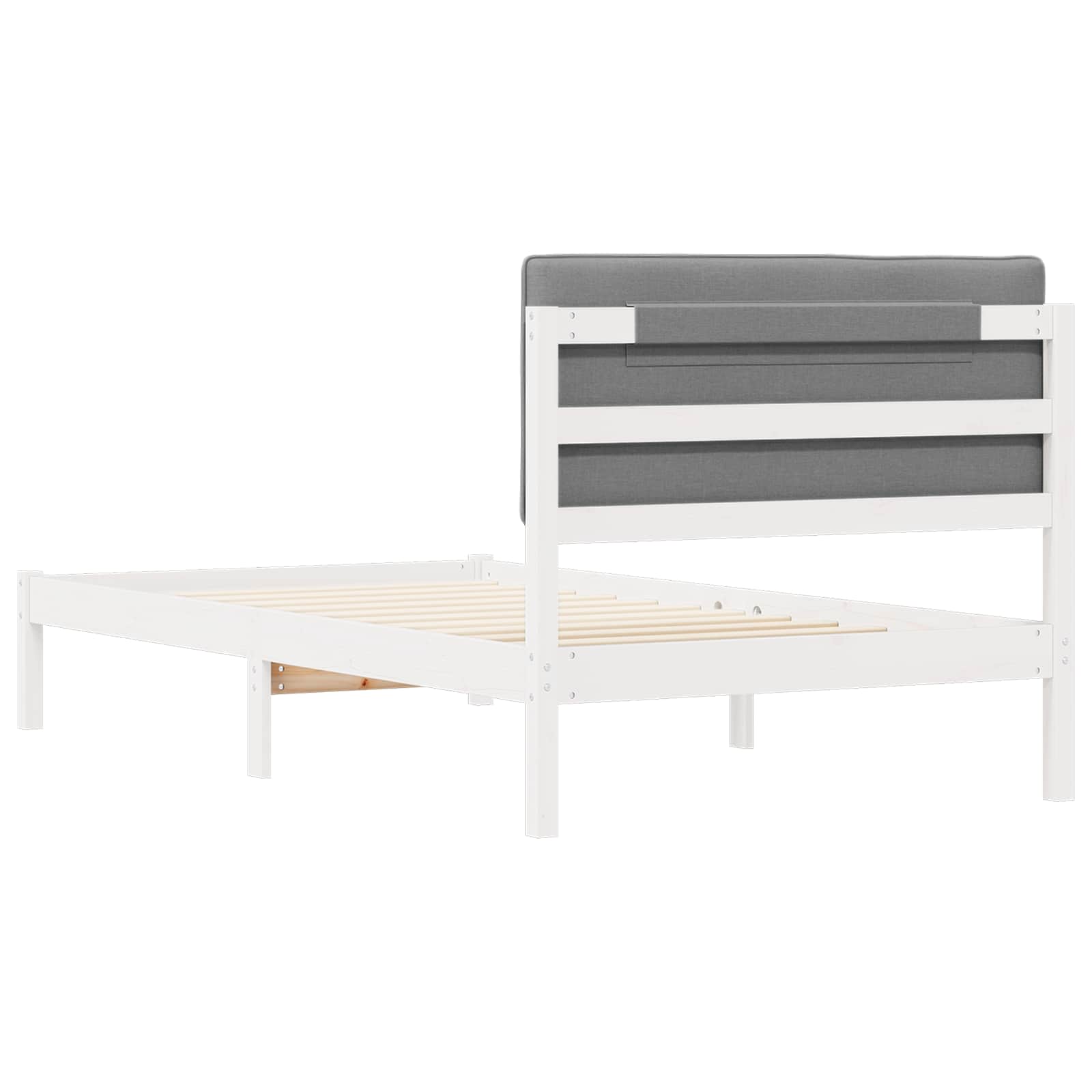 vidaXL Ramka łóżka z tapicerowanym wezgłowiem Jasnoszary 100 x 200 cm