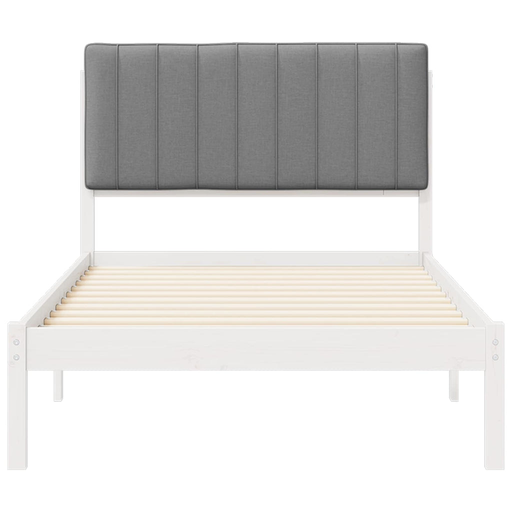 vidaXL Ramka łóżka z tapicerowanym wezgłowiem Jasnoszary 100 x 200 cm