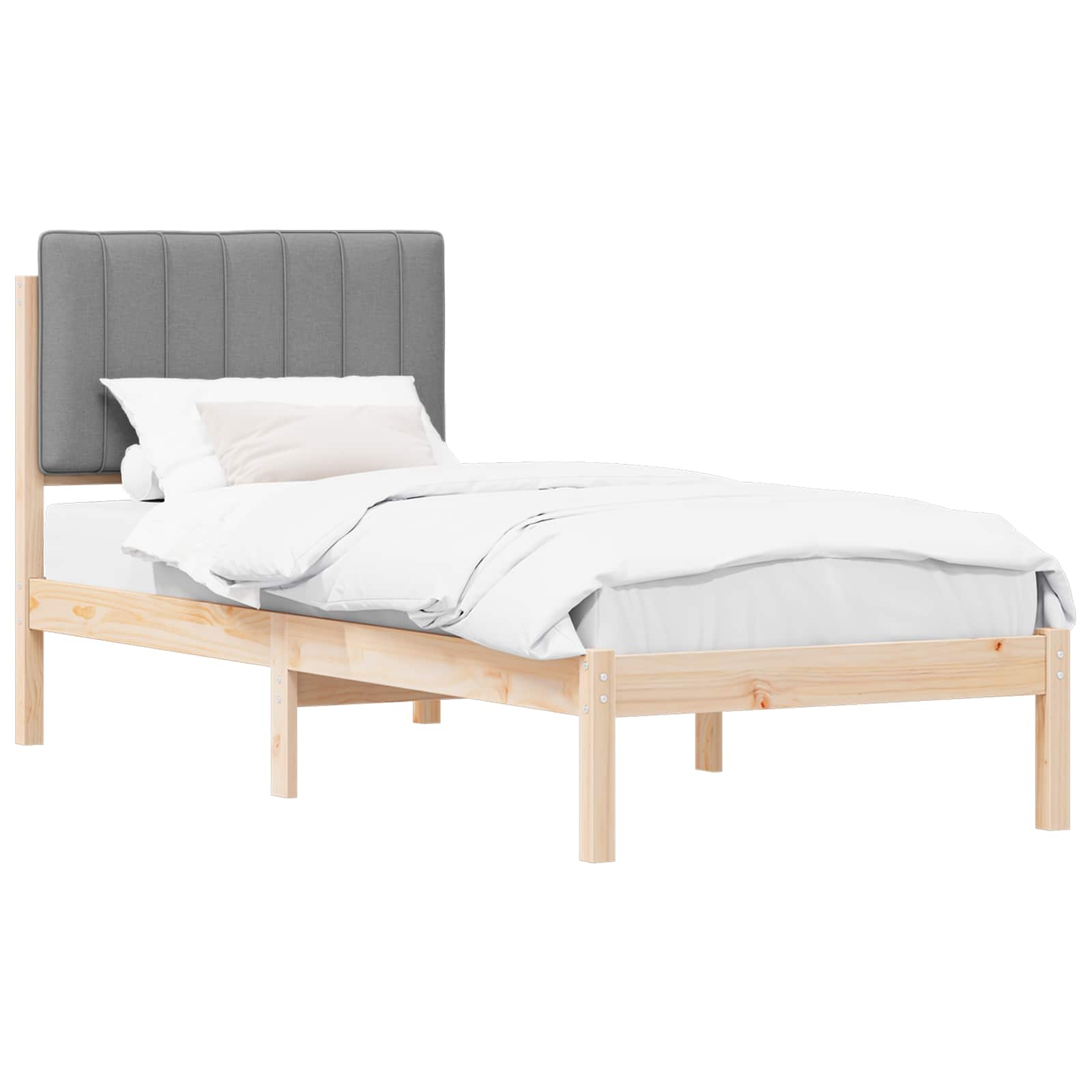 vidaXL Ramka łóżka z tapicerowanym wezgłowiem Jasnoszary 80 x 200 cm