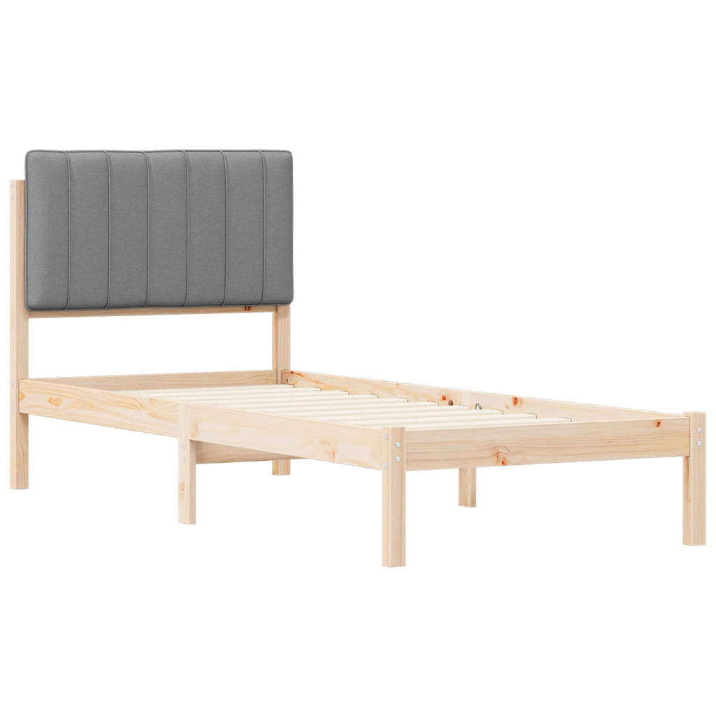 vidaXL Ramka łóżka z tapicerowanym wezgłowiem Jasnoszary 80 x 200 cm
