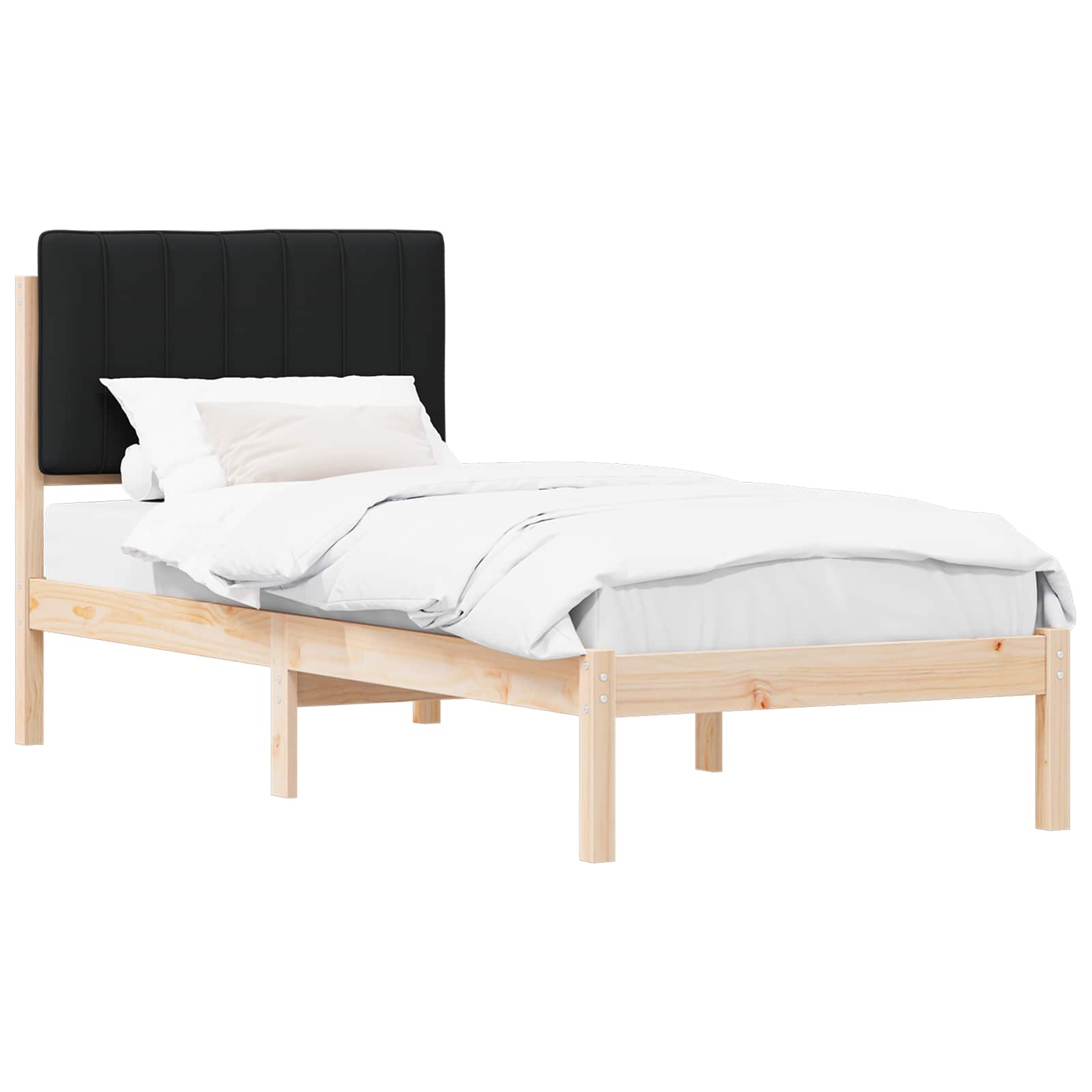 vidaXL Ramka łóżka z tapicerowanym wezgłowiem Czarny 80 x 200 cm