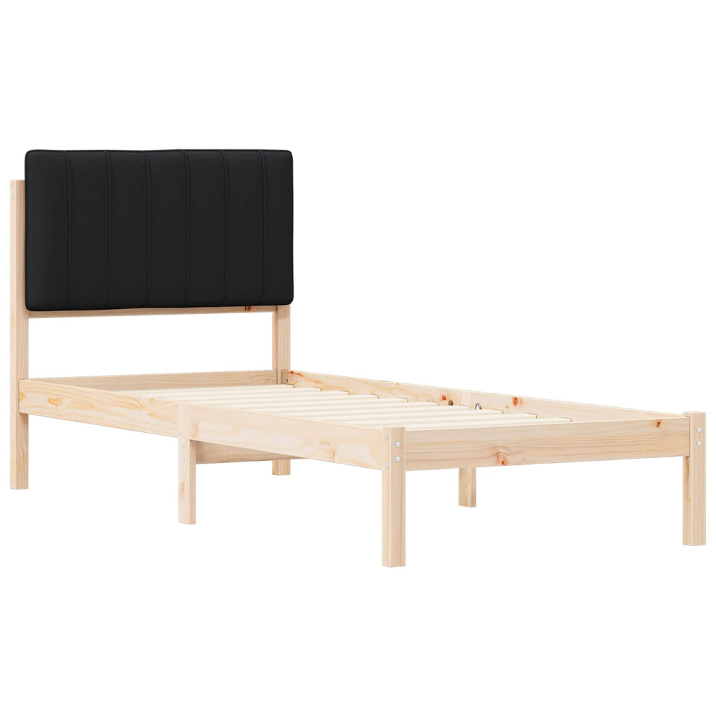 vidaXL Ramka łóżka z tapicerowanym wezgłowiem Czarny 80 x 200 cm