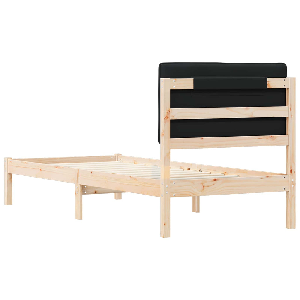 vidaXL Ramka łóżka z tapicerowanym wezgłowiem Czarny 80 x 200 cm