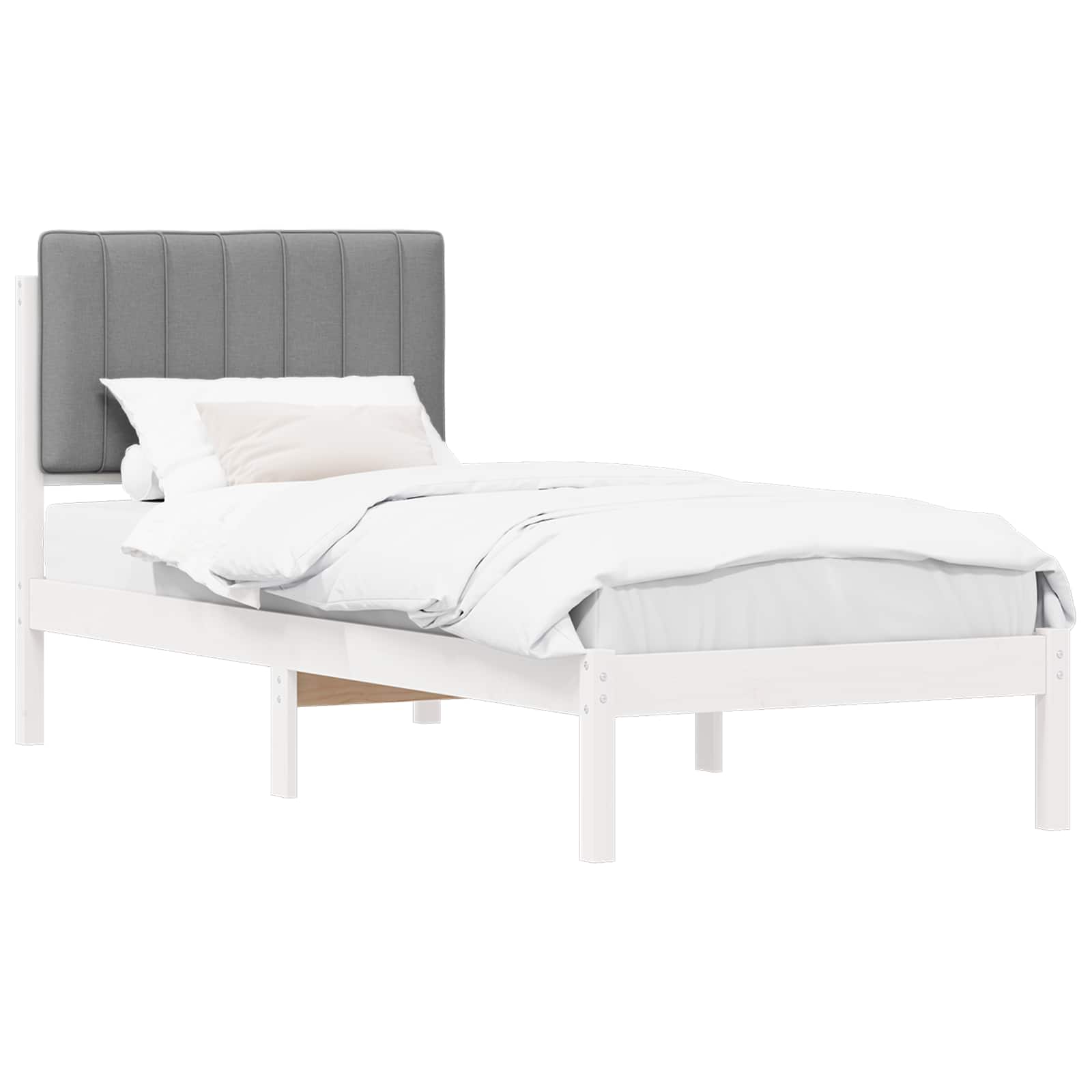 vidaXL Ramka łóżka z tapicerowanym wezgłowiem Jasnoszary 80 x 200 cm