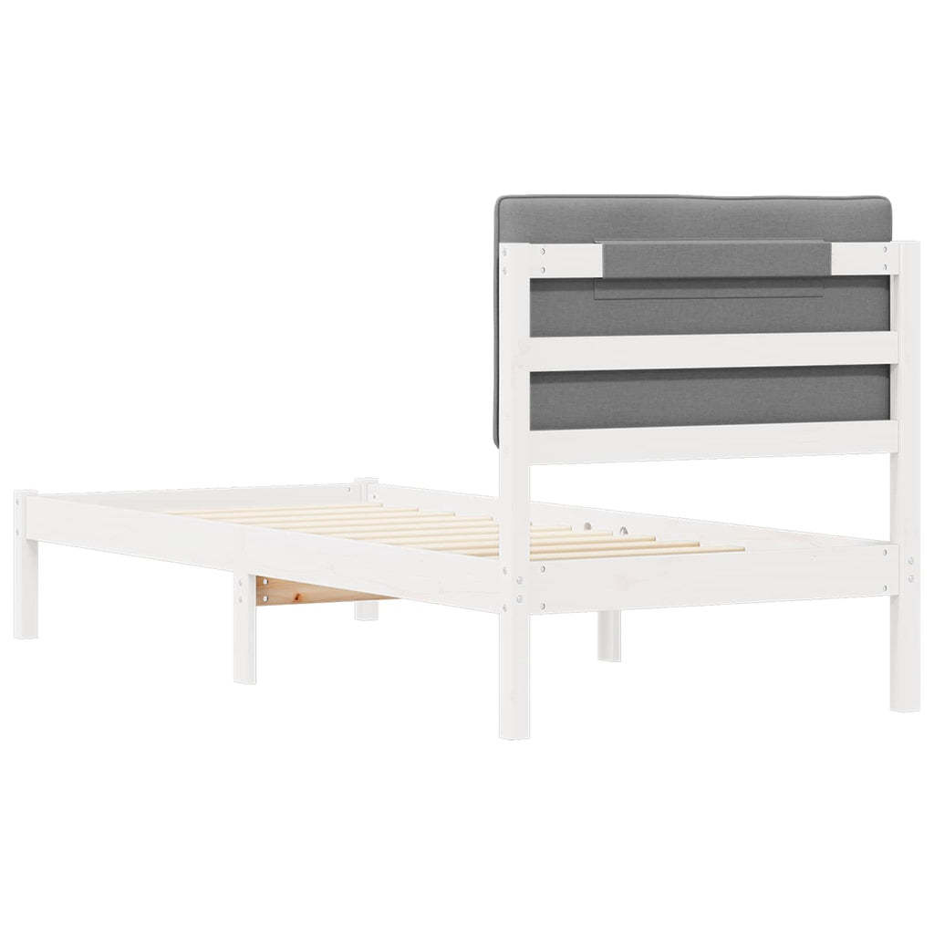 vidaXL Ramka łóżka z tapicerowanym wezgłowiem Jasnoszary 80 x 200 cm