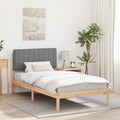 vidaXL Ramka łóżka z tapicerowanym wezgłowiem Jasnoszary 90 x 190 cm